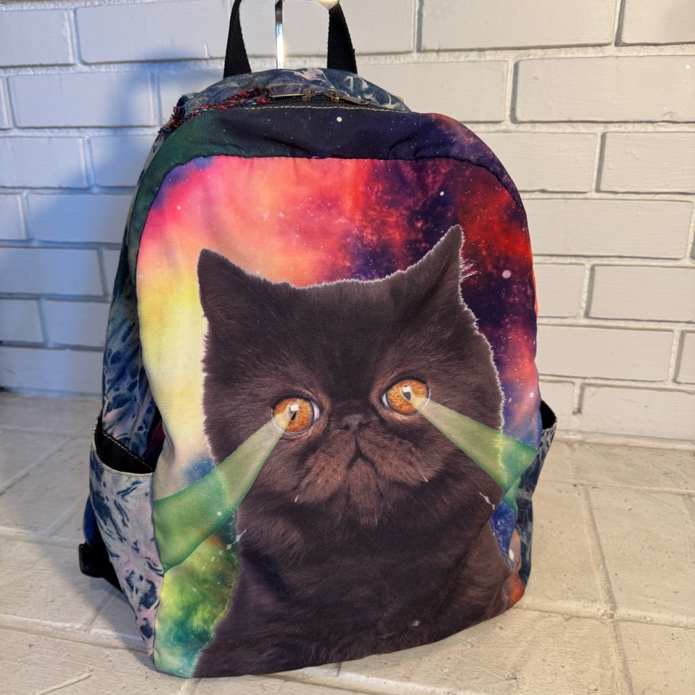 Dark Star Galactic Kitty Backpack - Heavy Canvas & Perfect for Back-to-School